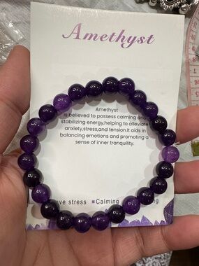 Amethyst Purple Beaded Stretch Bracelet